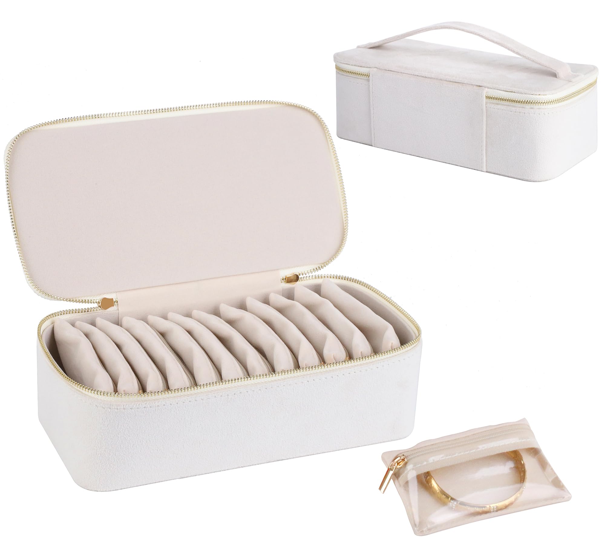 HofferRuffer Joyero organizador para mujeres y niñas, joyero de viaje con 12 bolsas portátiles con cremallera, almacenamiento de j