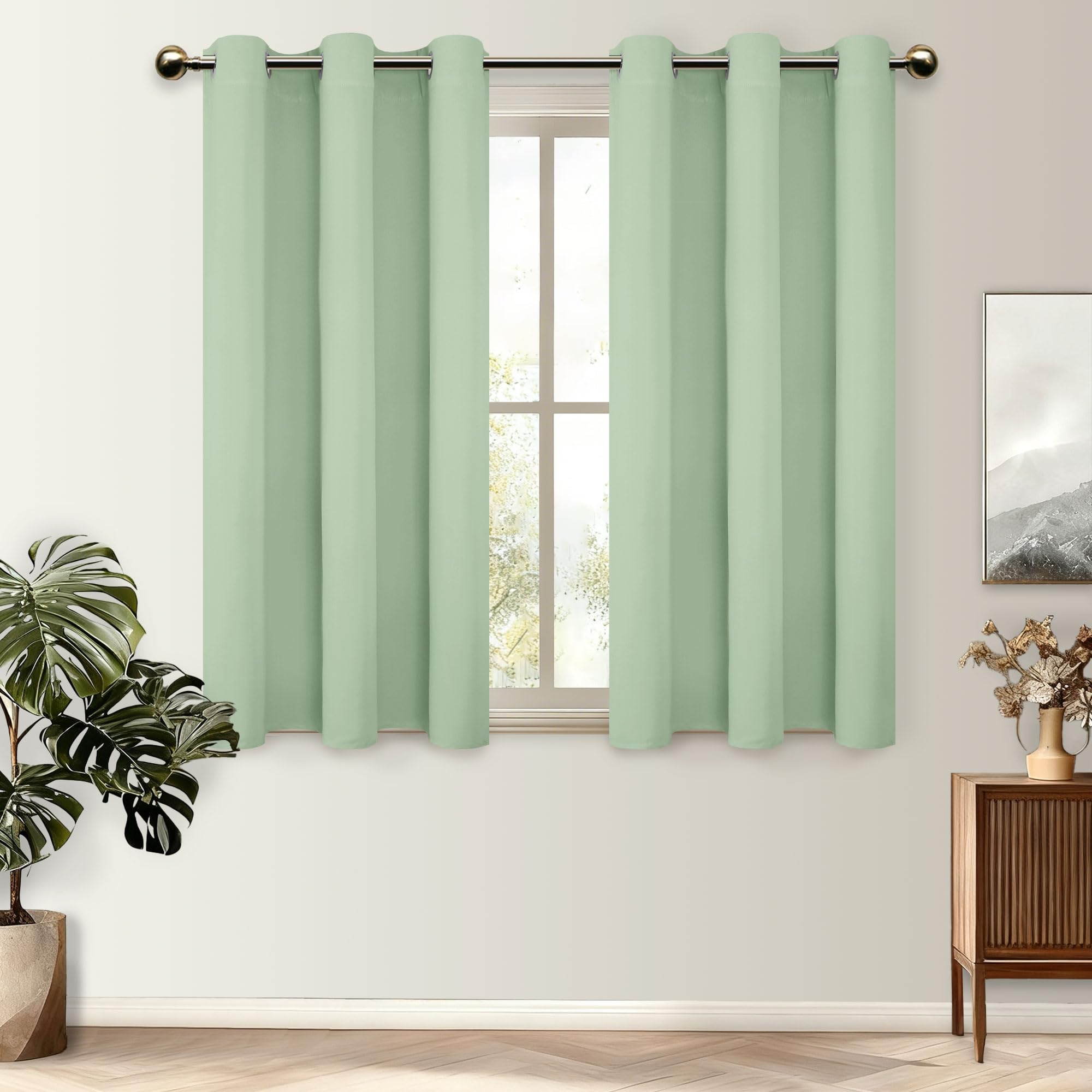 DWCN Eyelet Blackout Curtains for Bedroom 54 Drop Thermal Insulated Window Treatment 46x54 Inch Bean Green 2 Panels — image 1