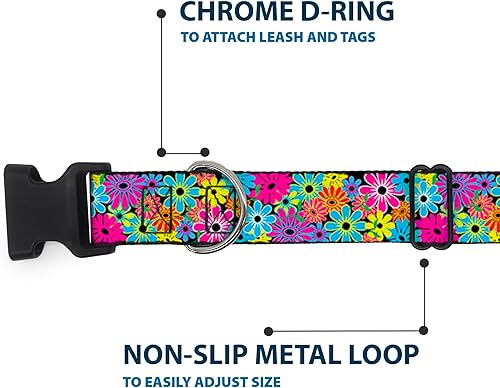 Miniatura 5 de Buckle-Down Collar de clip de plástico, flor de flor, 1 pulgada de ancho, se adapta a cuello de 15 a 26 pulgadas, grande