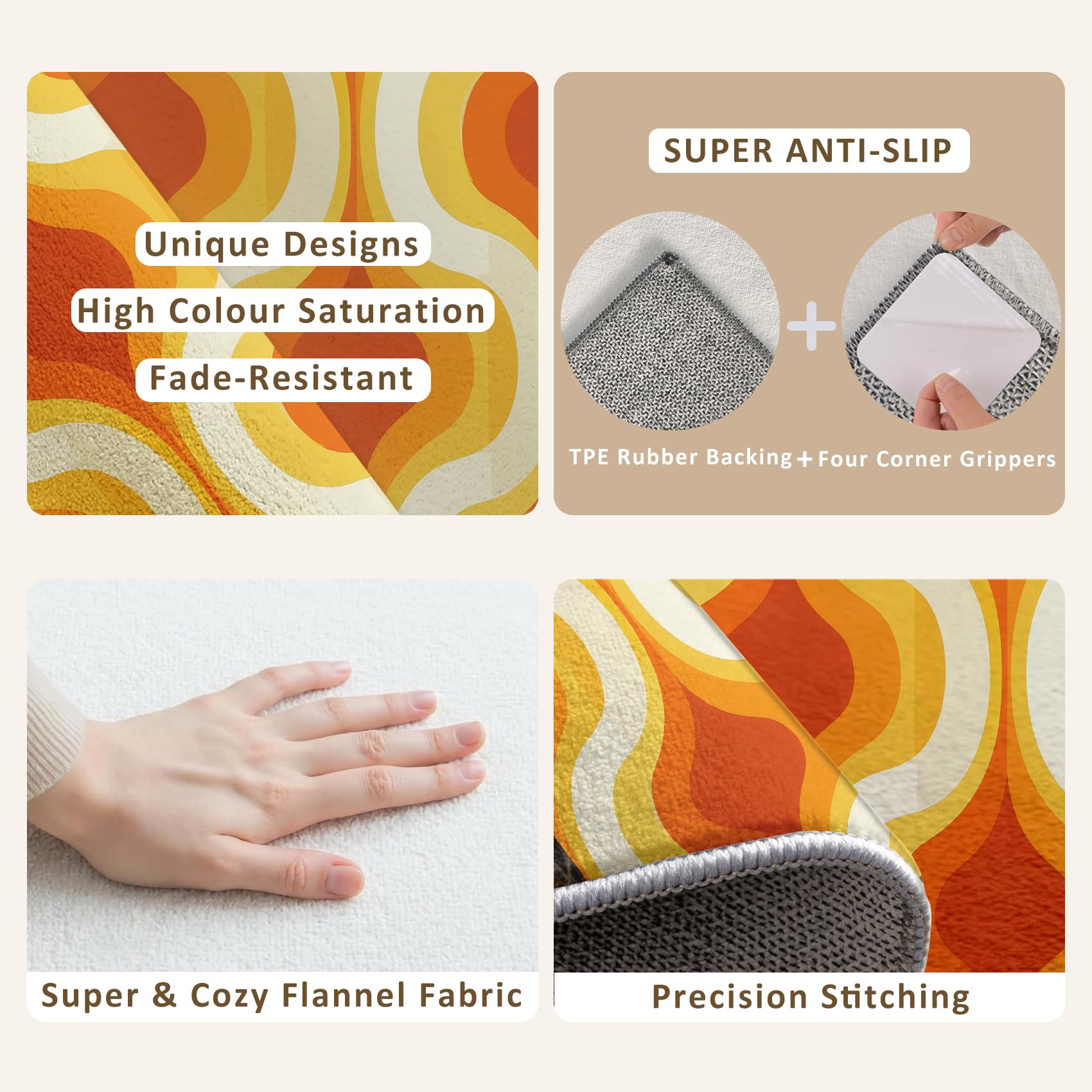 Tapis Orange Jaune Salon Chambre Interieur 160x200 cm