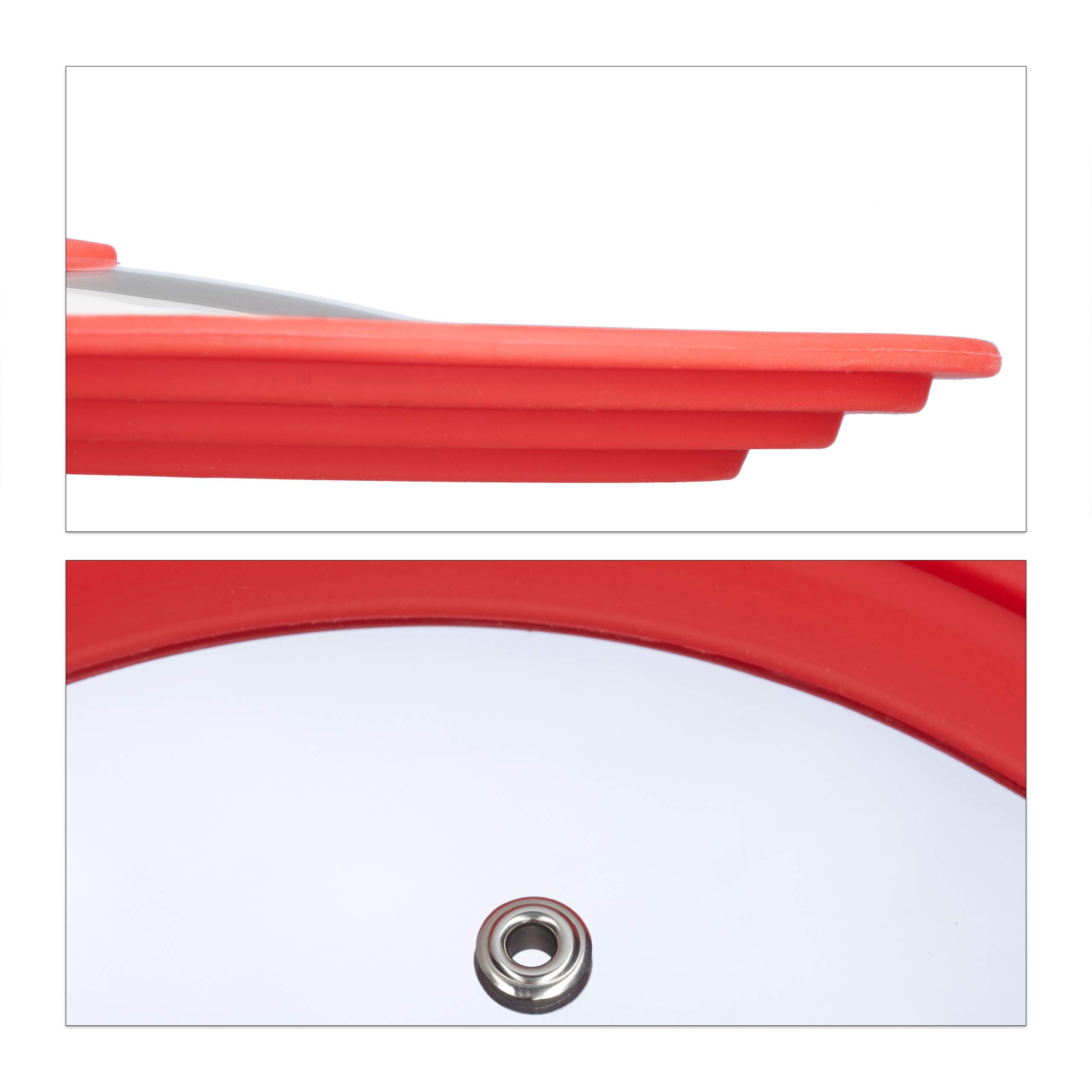 Relaxdays Lot De 2 Couvercles Universels En Verre Et Silicone Rouge - 20-24 Cm