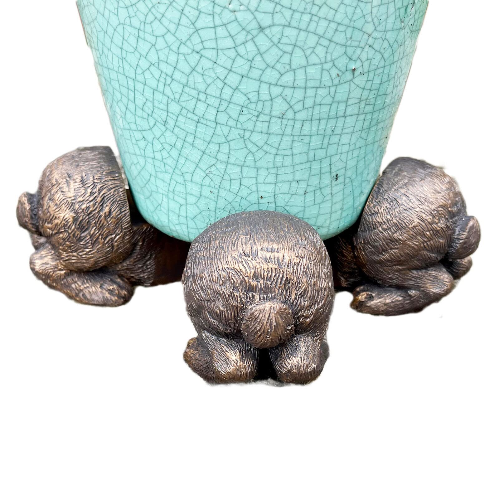 Darthome Rabbit Pot Stands Set Of 3 Resin Animal Flower Potted Feet Planter Risers Holder