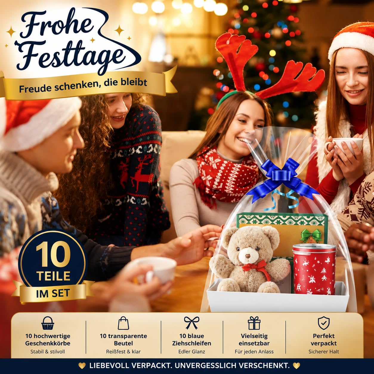 Cesta de regalo de cartón con asas, cesta vacía para regalos, color blanco