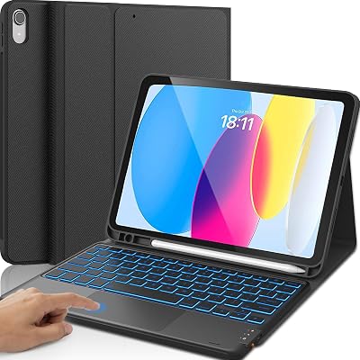 CHESONA for iPad (A16) 11th/10th Gen Wireless Keyboard Case with Trackpad