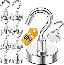DIYMAG Magnetic Hooks for Cruise Cabins, 10 Pack 30lbs 2026 Ship Essentials N52 Magnet Hook Heavy Duty Strong Magnets Fridge for Hanging Cubicle Accessories Classroom Beach Kitchen Grills Silver