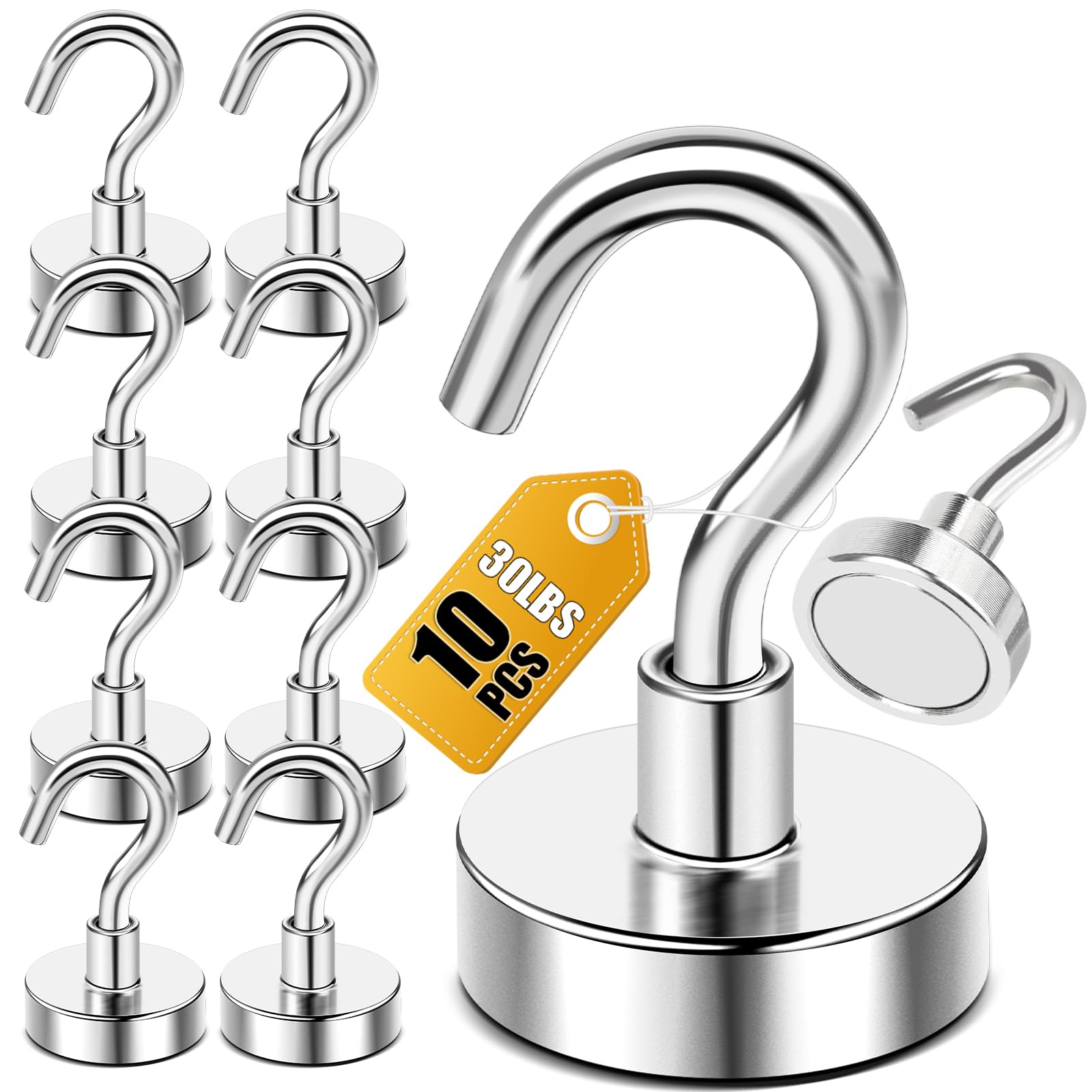 DIYMAG Magnetic Hooks, Strong Magents 10 Pack 30lbs for Cuise Cabins Ship