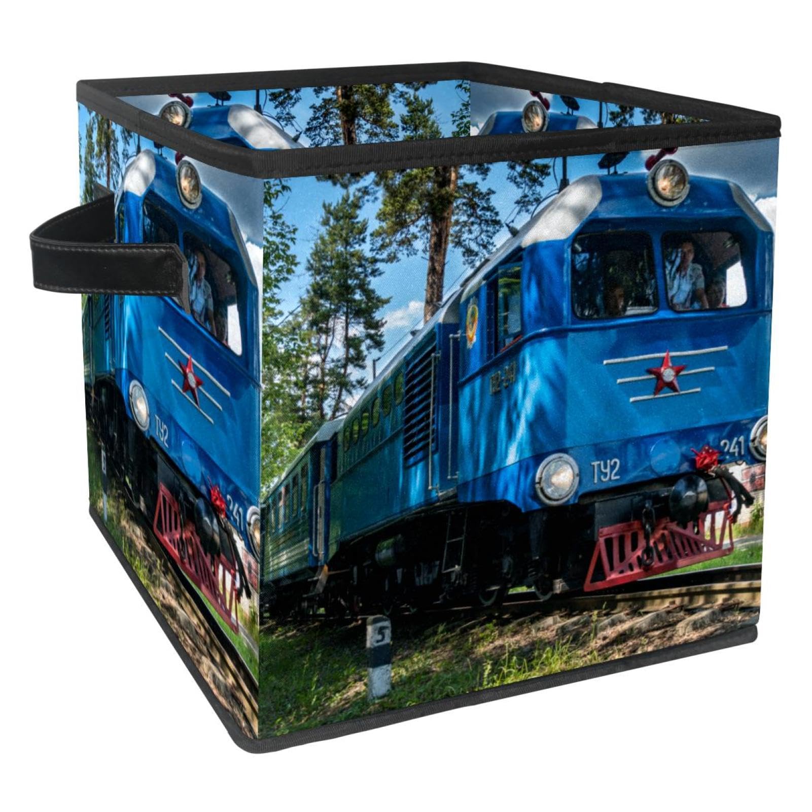 Cube de rangement pliable en tissu bleu pour organiser placard et maison