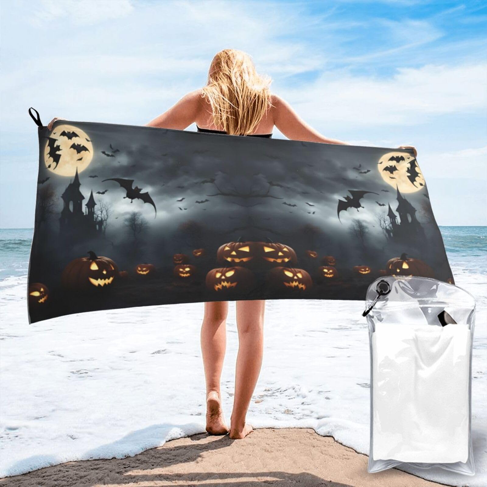 Toalla de playa de secado rápido con diseño de murciélagos, compacta y ligera para el gimnasio