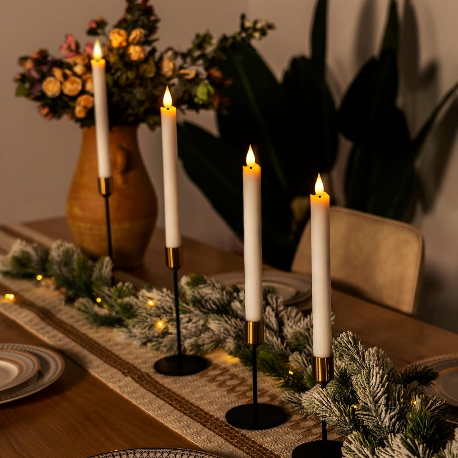 Homemory 2 Pcs White Flameless Taper Candles with Remote and Timer, Real Wax Made 9.6" Battery Operated Candle Stick Flickering, Led Taper Candles with Lifelike Flame for Indoor Home Decor - Image 3