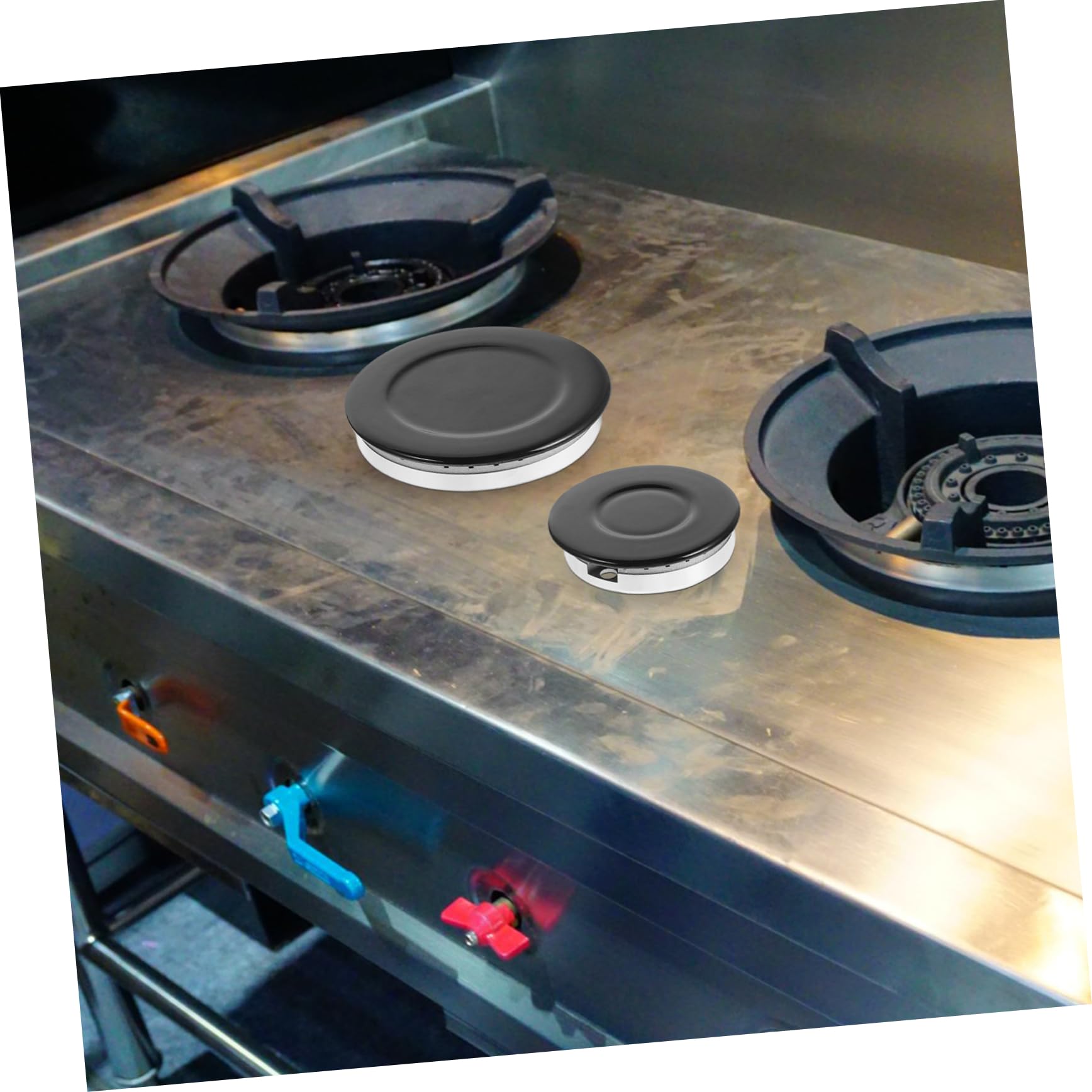 Gasbrennerkappensatz für Mehrere Brenner, Schwarz aus Aluminium und Eisen