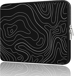 Laptop Sleeve 13.3 in, Protective Carrying Computer Bag,Terrain Line Black