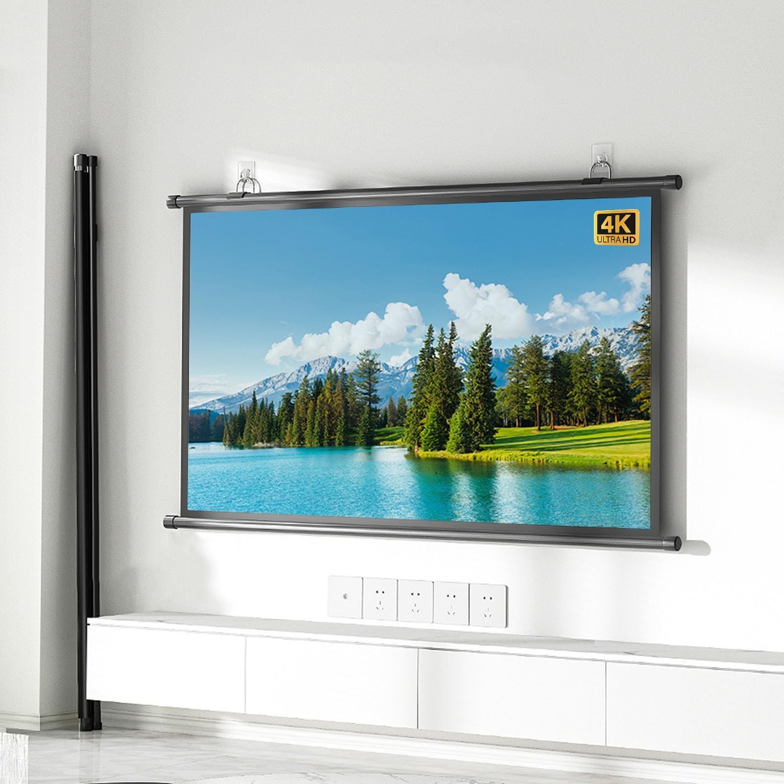 Schermo di proiezione 4K HD da parete, tenda da appendere, leggera e senza pieghe, per uso interno ed esterno, ideale per campeggio, feste, home theater e uffici