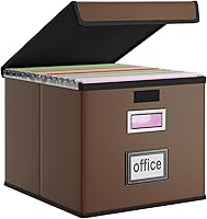 Vista 51 de Caja organizadora de archivos Huolewa con tapa, organizador de carpetas de archivos plegable para almacenamiento de documentos de oficina, caja