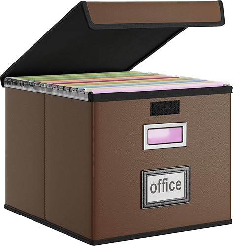 Vista 232 de Huolewa Caja organizadora de archivos con tapa, organizador de carpetas de archivos plegable para almacenamiento de documentos de oficina, caja