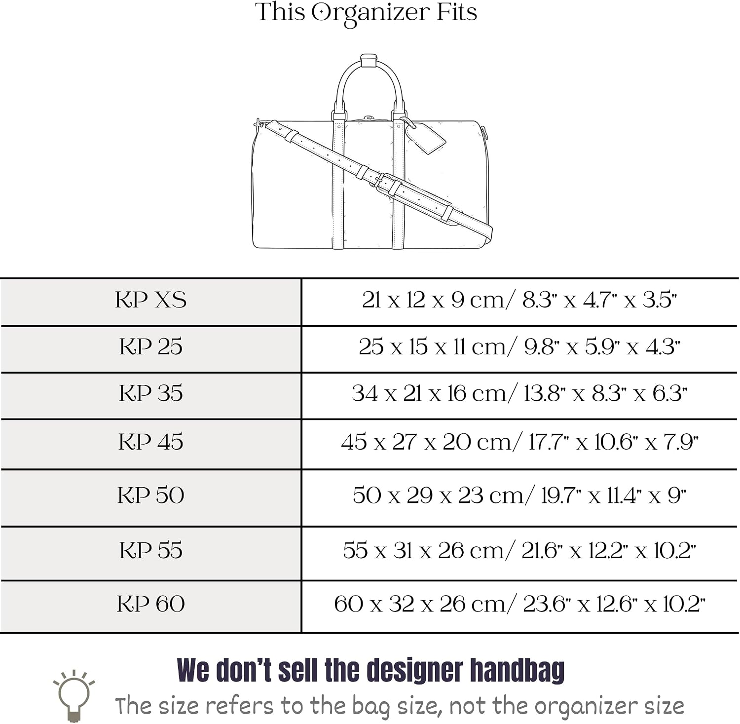 Premium Bag Organizer for LV Keepall (Black, for Keepall 55), Lightweight Purse Insert, Sturdy 3mm Thick Felt with Double Layered Base image 2