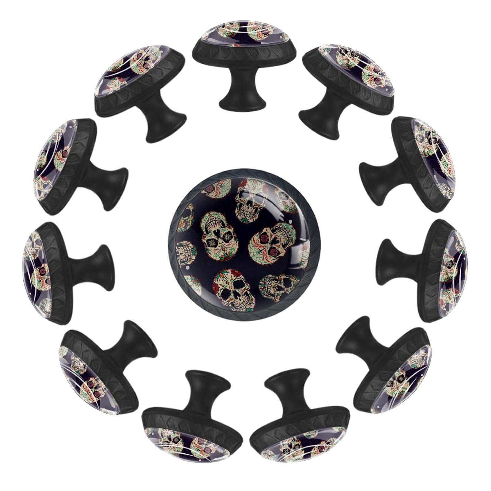 Boutons de tiroir ronds fantaisie 35 mm au motif tête de mort durable