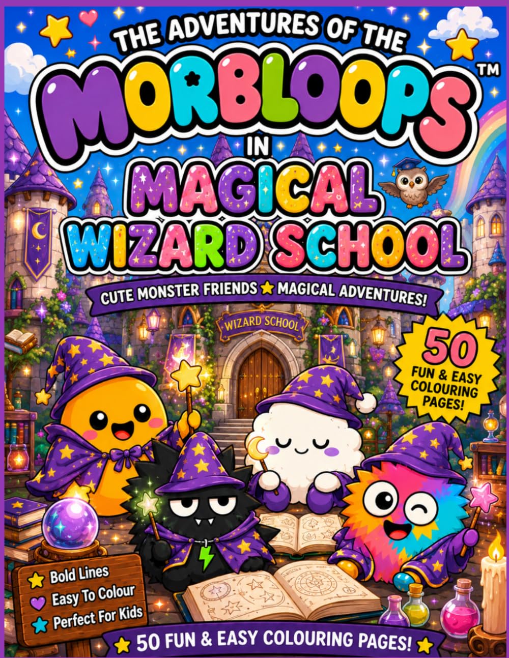 The Adventures of the Morbloops™ Magical Wizard School: Cute Monster Friends • Magical Wizard Adventures • 50 Fun & Easy Colouring Pages for All Ages