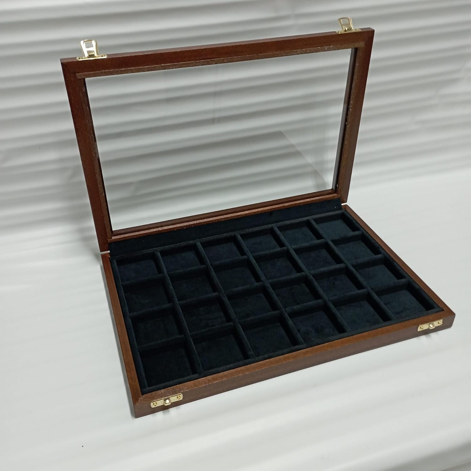 Coin Display Box Handmade Wooden Velvet Lined Personalized Keepsake Case for Collectors