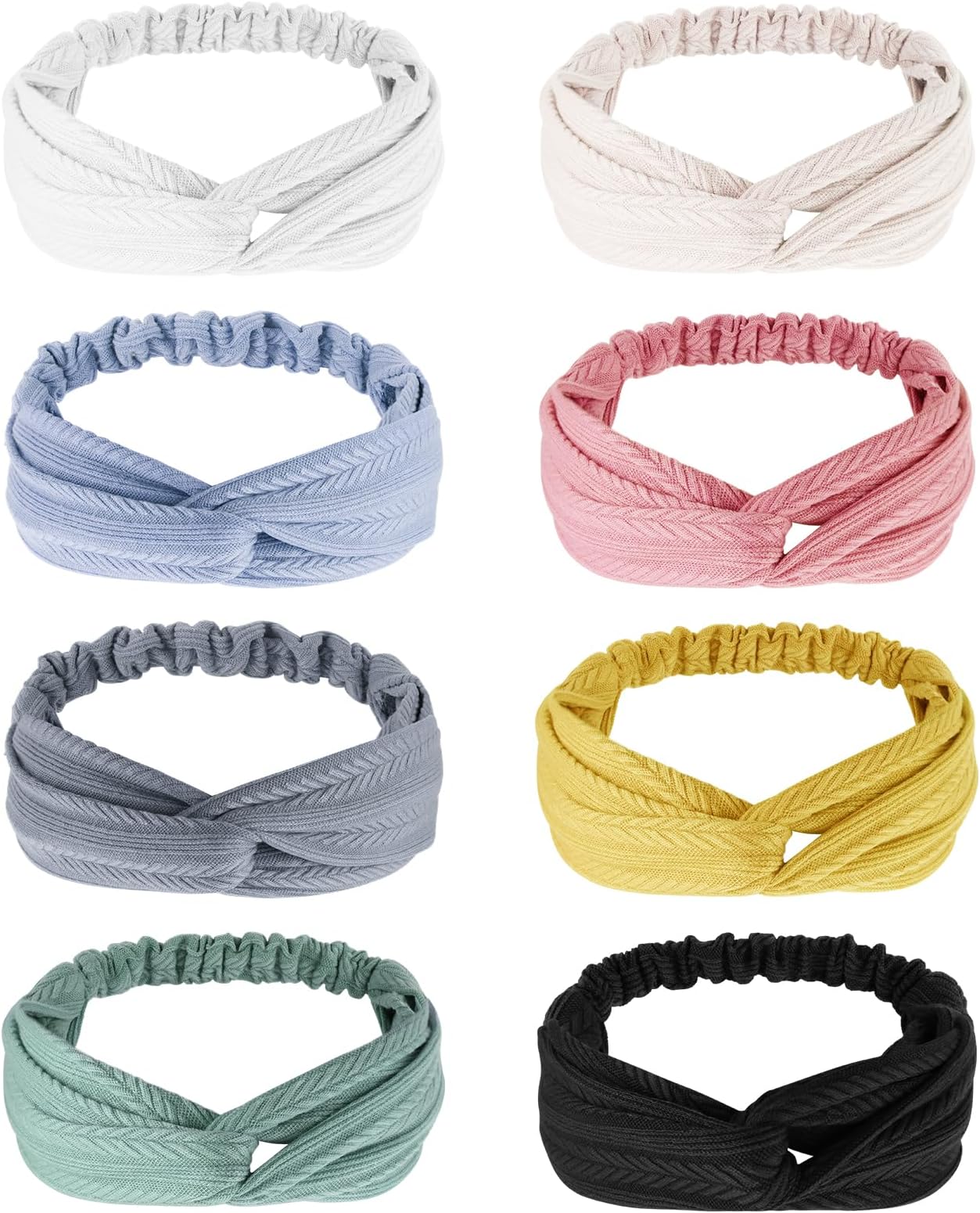 Shirene Women's 3 Pack Leopard & Solid Color Elastic Knotted Headbands, Non Slip, Wide, Comfortable, Suitable For All Ages & Hair Types, Sports