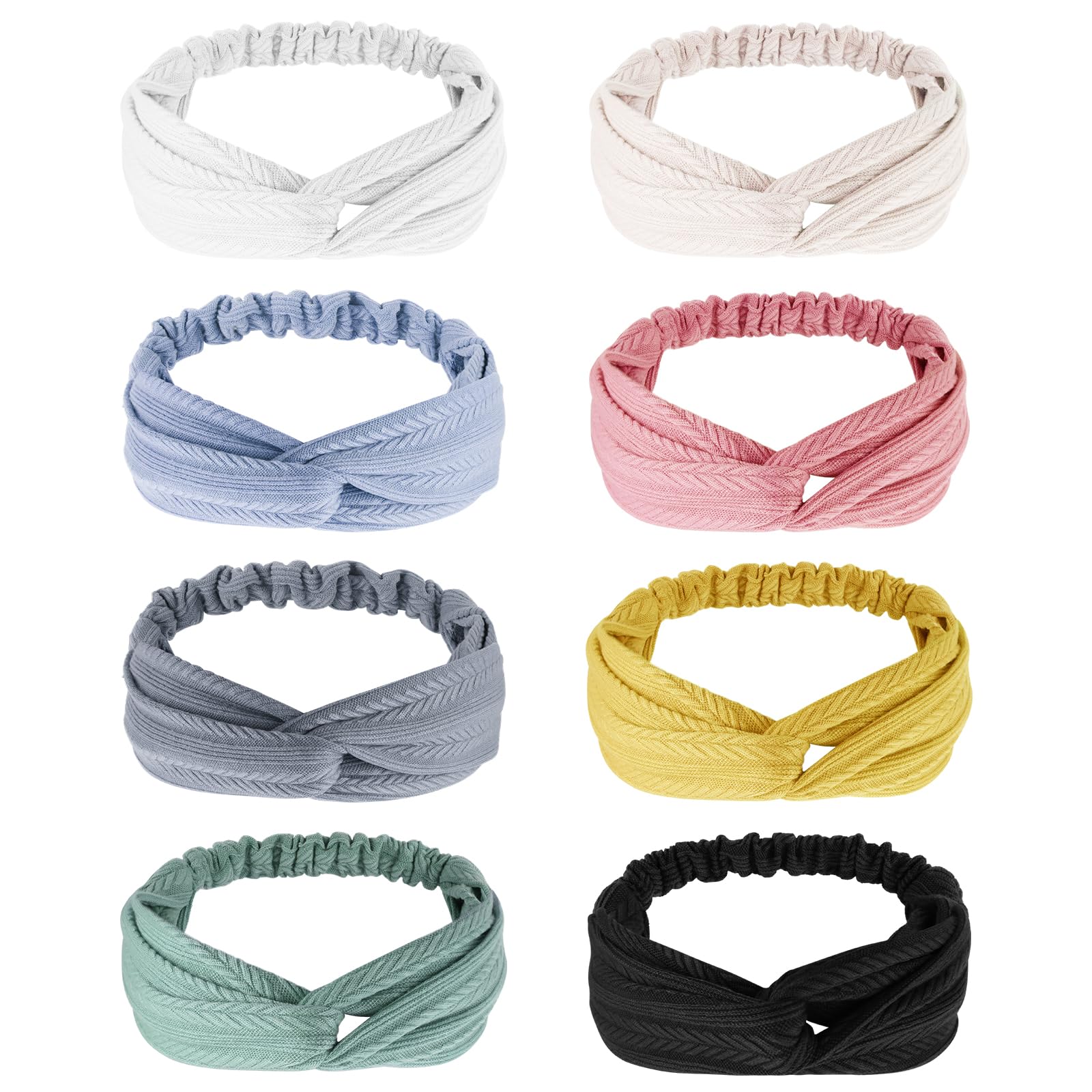 AQOKKA Elastic Knotted Headbands for Women Wheat Pattern Cloth Head Hair Bands for Women's Hair Non Slip Boho Wrap Twisted Hair Accessories