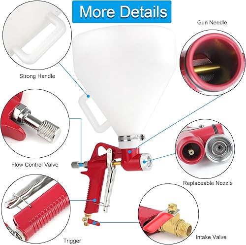 Miniatura 3 de Pulverizador de paneles de yeso con textura, pistolas de pulverización Air Hopper con tolva de 1.5 galones, incluye 3 boquillas (0.157 in/0.236