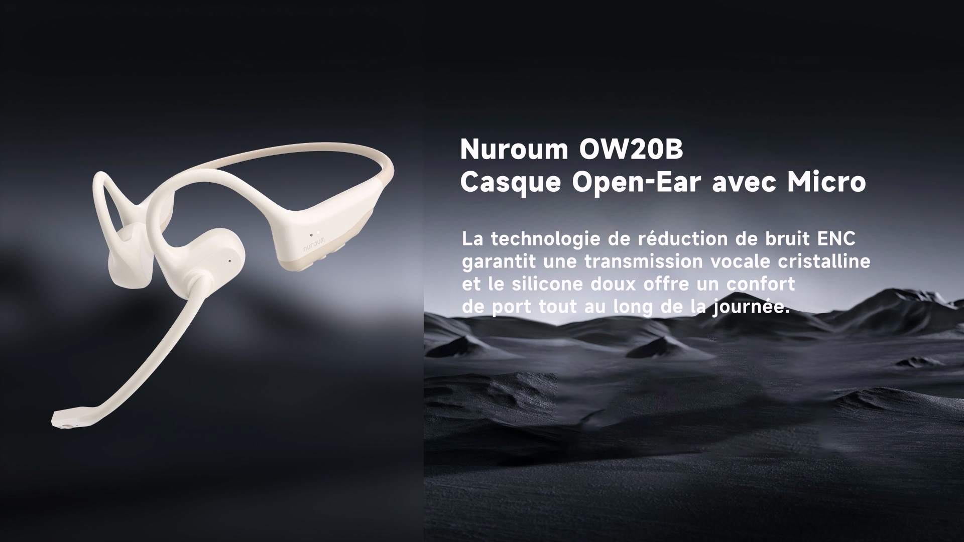 Casque Open Ear Nuroum OW20B - Bluetooth 5.3, Micro Antibruit, 15h Autonomie, Pour Sport/Bureau