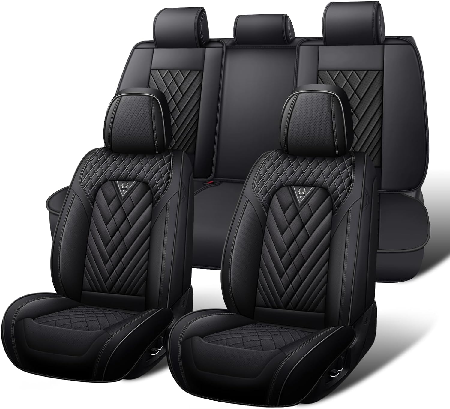 Car Seat Covers Full Set for Subaru Crosstrek 2016-2026, Waterproof Nappa Leather Car Seat Cover, Full Coverage Car Seat Covers Sets(5 Seats/Black)