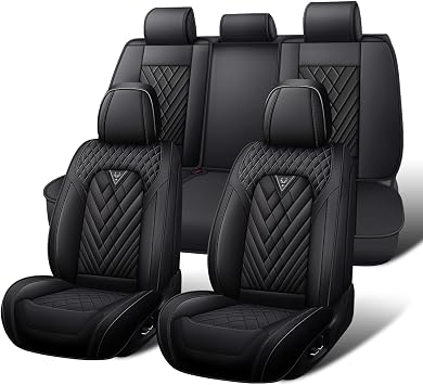 Car Seat Covers Full Set for Hyundai Elantra 2001-2026, Waterproof Nappa Leather Car Seat Cover, Full Coverage Car Seat Covers Sets5 Seats/Black
