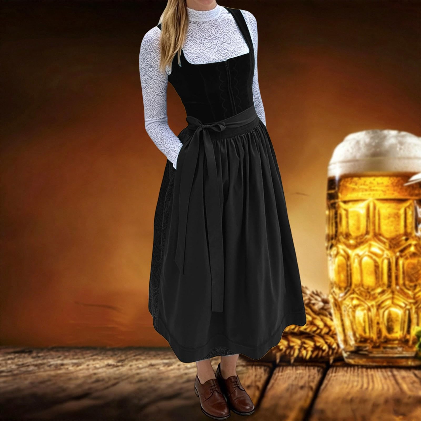 Dirndl Lang Damen Dirndlkleid Dirndlschürze Wiesn Outfit Rot Komplettset Grosse Grössen Midi Kleid Samt Mini 'Dirndl Trachten 46 Große Größen Modern