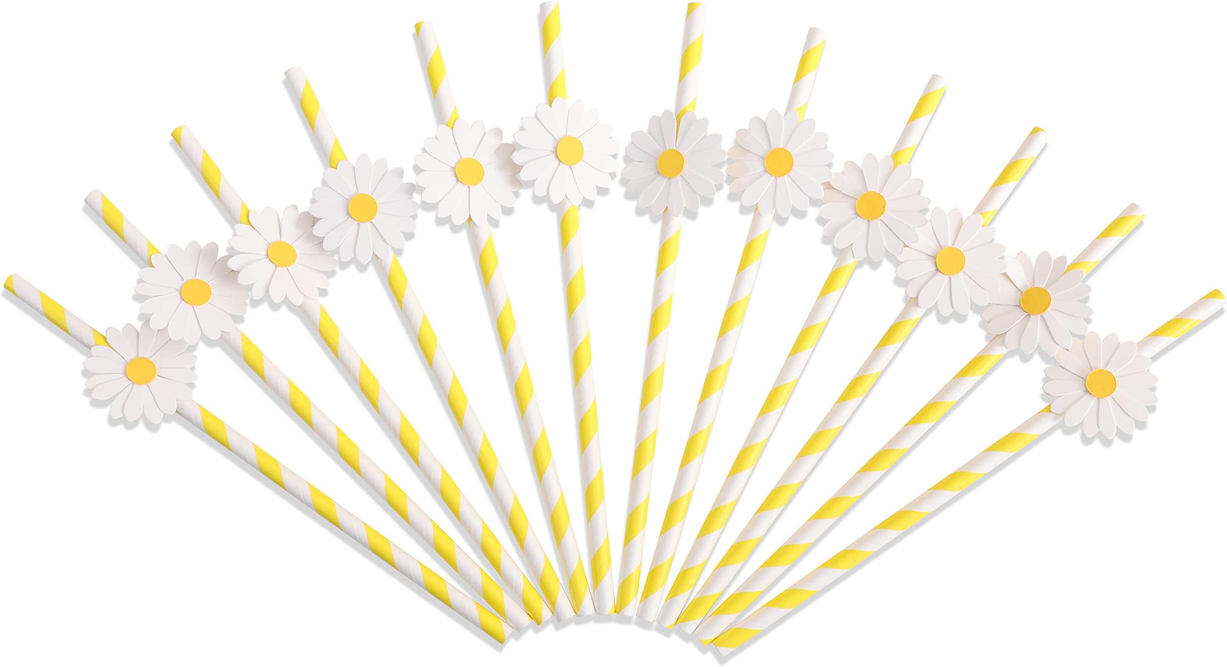 100 Pcs Daisy Paper Straws Daisy Party Decorations