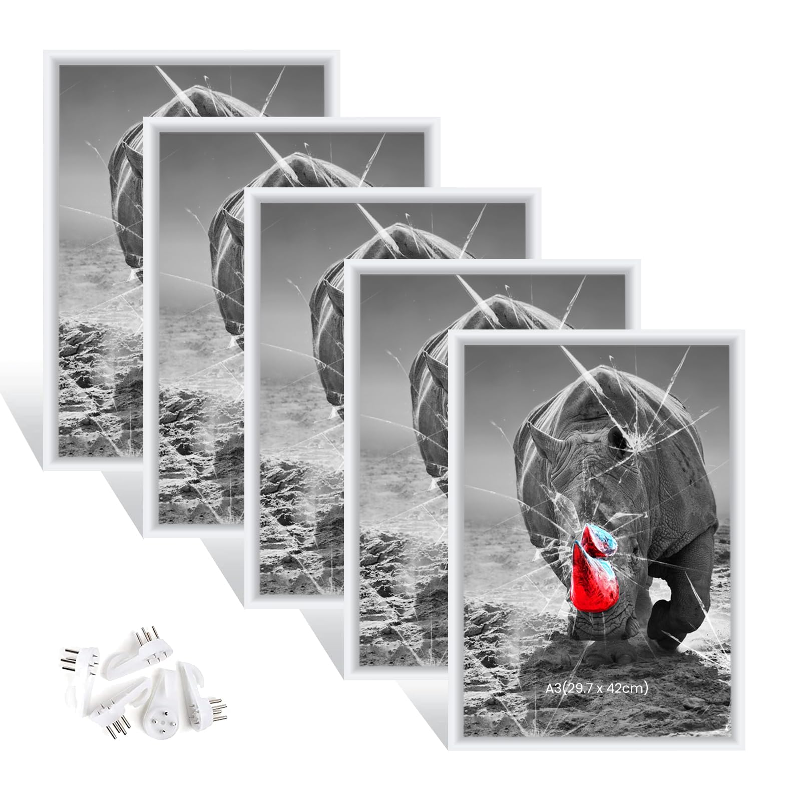 Dmyifan 5er Bilderrahmen Set Fotorahmen, Plexi-Glas Portraitrahmen Mit Nahtloser Haken, Wohnzimmer zum Stellen und Hängen