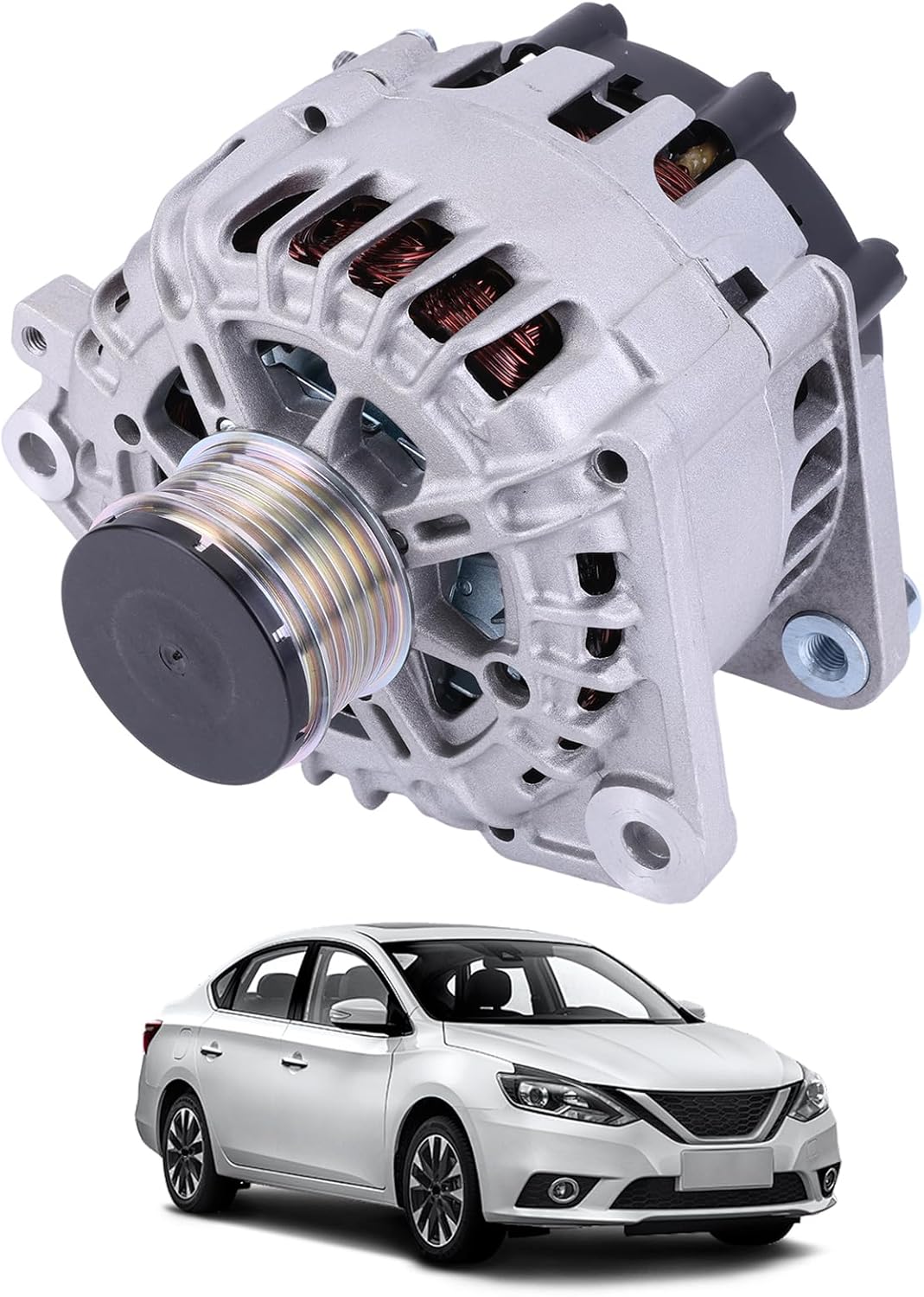 Alternator For/Nissan 2007-2012 Altima 2011-2013 Rouge 2014-2015 Rouge Select 2007-2012 Sentra 2.5L 12V 110Amp 6-Groove Pulley Upgraded - View #6