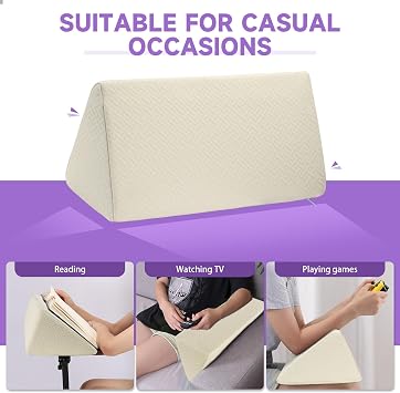 Small Wedge Pillow, Wedge Pillow for Sleeping, Foam Wedge for Yoga, Laptop, Memory Foam Positioning, Foam Pillow for Chair, Provides Support and Relieves Fatigue Apricot-S