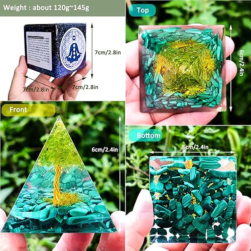 Miniatura 4 de Pirámide de cristal de orgón, torre de energía curativa de chakras, pirámide de cristales curativos para energía positiva, joyería de piedra