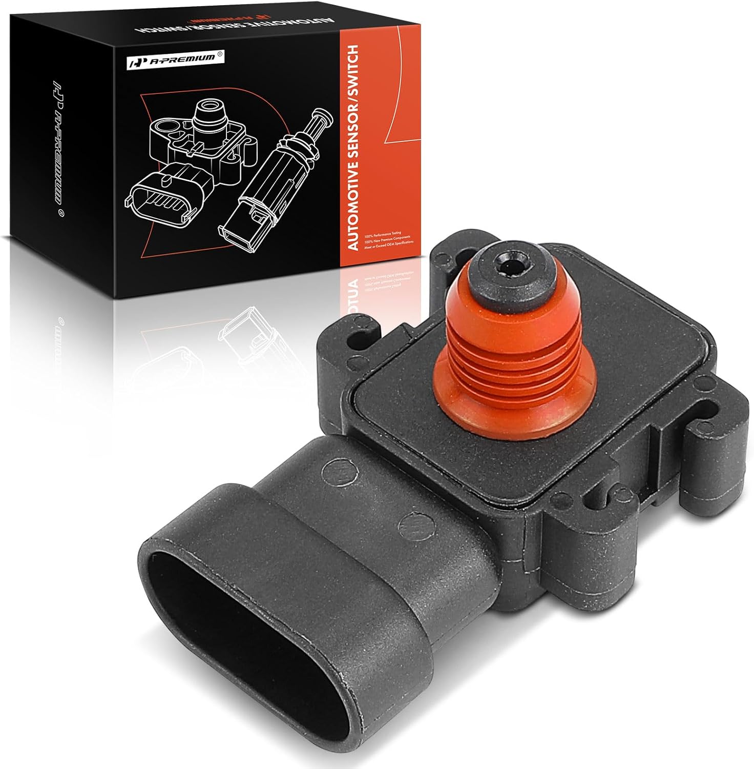 A-Premium Turbocharger Boost Sensor [3 Pins] Compatible with Chevrolet Silverado 2500 3500 HD, Silverado 3500, Silverado 3500 Classic, Express 4500 & GMC Sierra 2500 3500 HD, Savana 4500, 6.6L