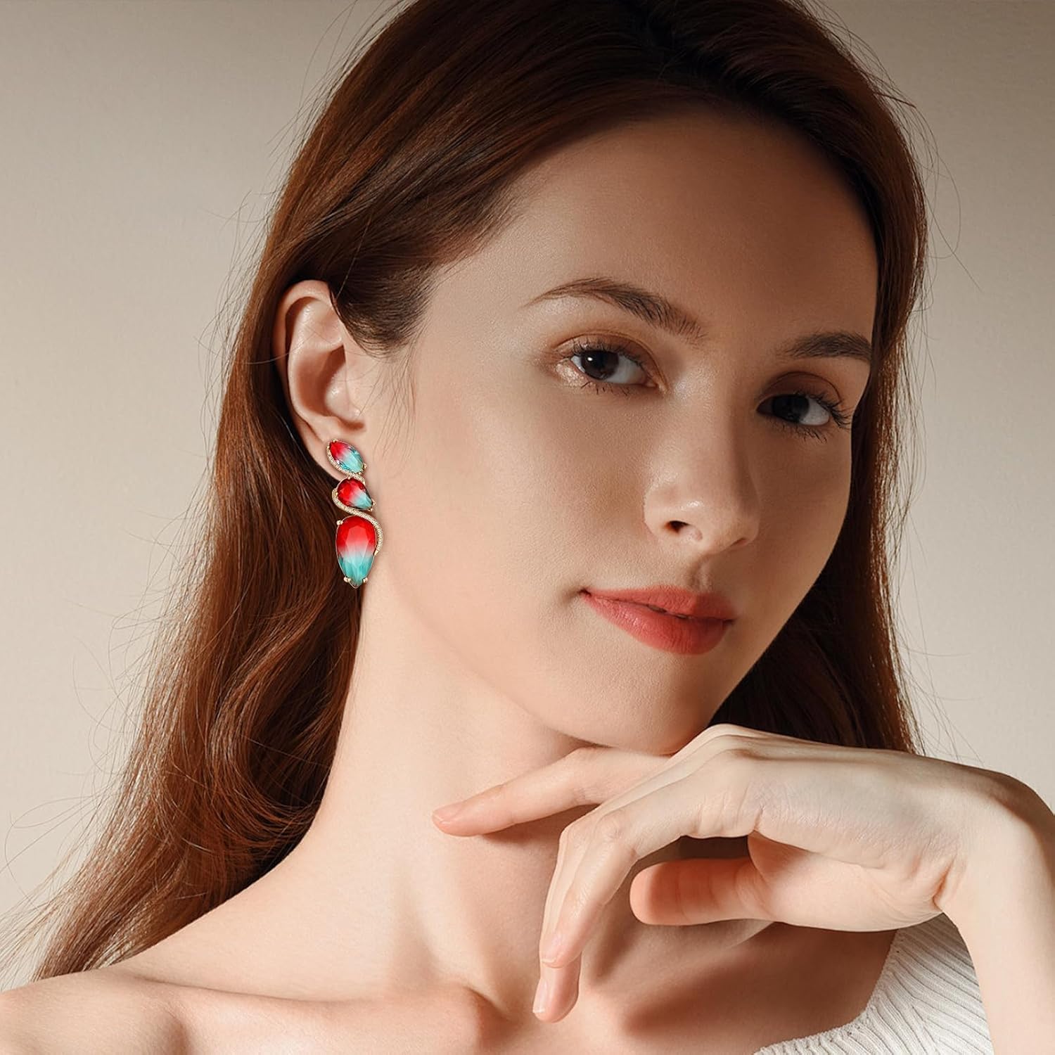 Crystal Teardrop Dangle drop Earrings for Women S925 Sterling Silver posts Cubic Zirconia Rhinestone Birthstone Statement Formal Earrings Fashion Jewelry gifts for women Mom Her - Image 5