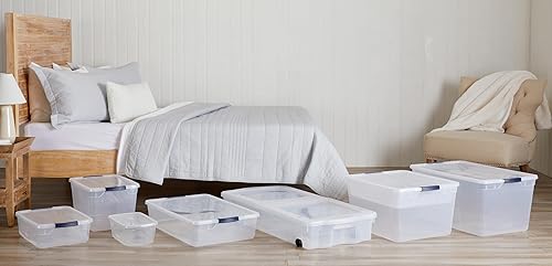 Miniatura 8 de Rubbermaid Cleverstore - Recipientes de plástico apilables de 6 cuartos de galón con tapas duraderas, organización visible, ideal para decoraciones