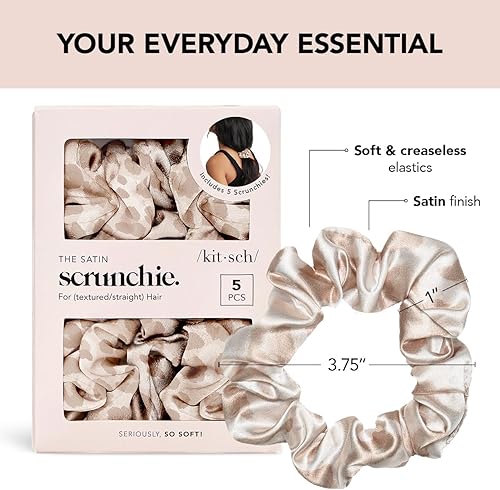 Miniatura 7 de Kitsch Bandana para el cabello y coleteros de satén (5 unidades, leopardo) Bundle con descuento