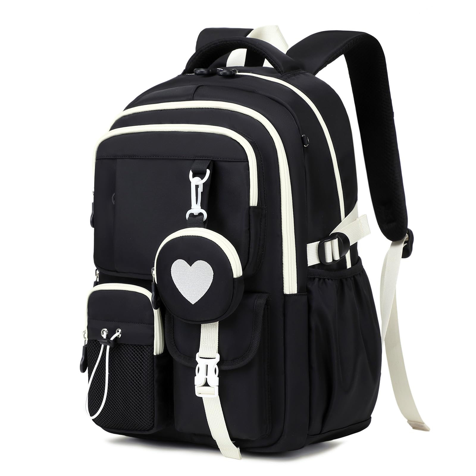 Sisipoet Rucksack Mädchen, Schulrucksack Teenager für Mädchen 1. - 5. Klasse mit Niedlichem Münzbeutel, Modischer Schulranzen mit Atmungsaktivem Design, Lässiger Kinderrucksack für Schule und Reisen