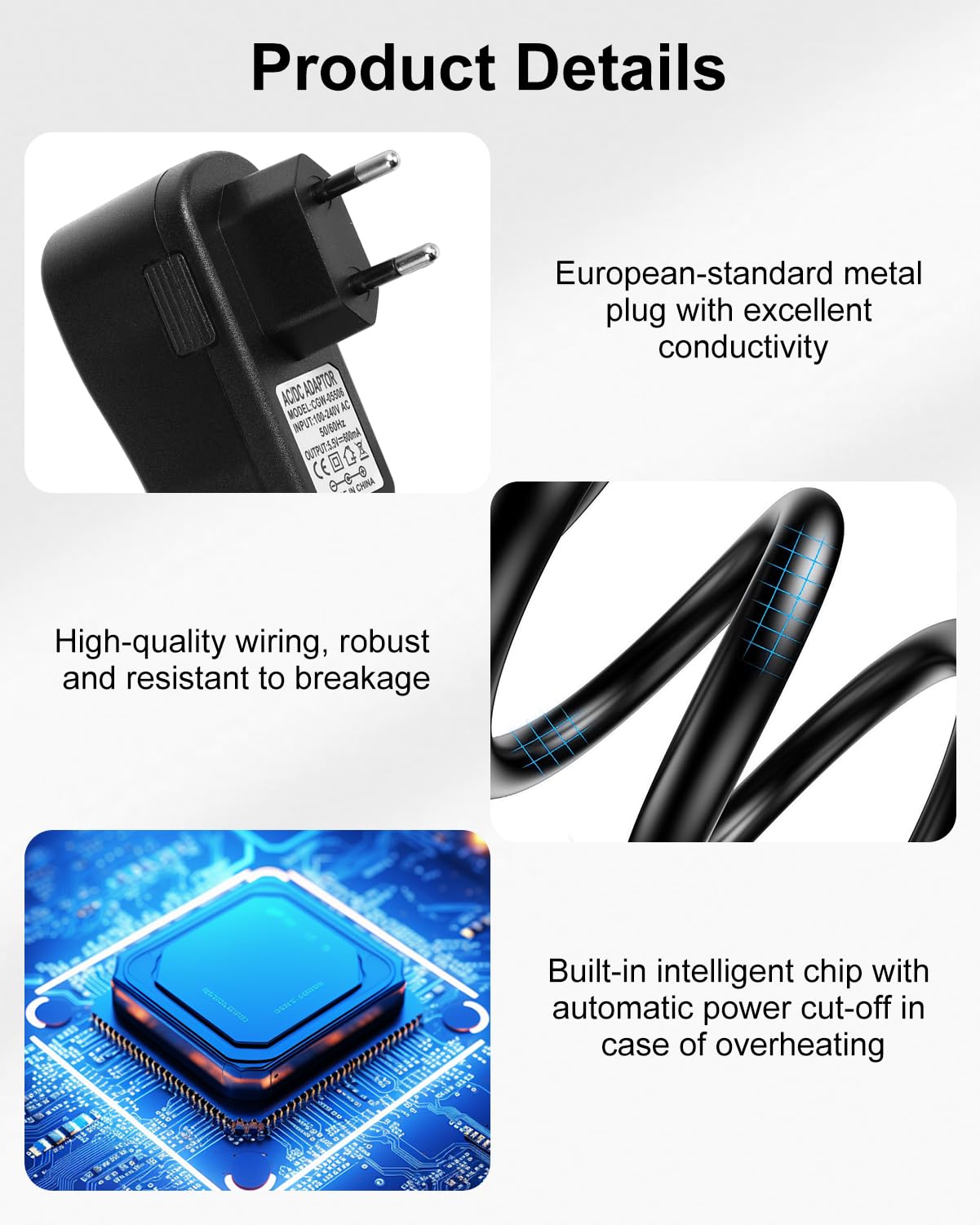 5,5V Ladegerät für Kärcher Fensterreiniger WV2, WV 2 Plus, WV1, Netzkabel für Kärcher Fenstersauger WV1 Plus, WV60, WV60 Plus, WV70, WV75, WV5, WV55,Netzteil Ladekabel Charger 1,5m/600mA