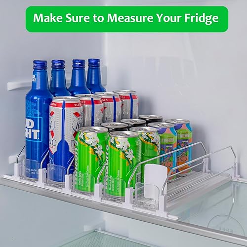 Miniatura 5 de RULA Organizador de bebidas para refrigerador, dispensador de latas de soda autoempujable para mini refrigerador, ancho ajustable, empujador de
