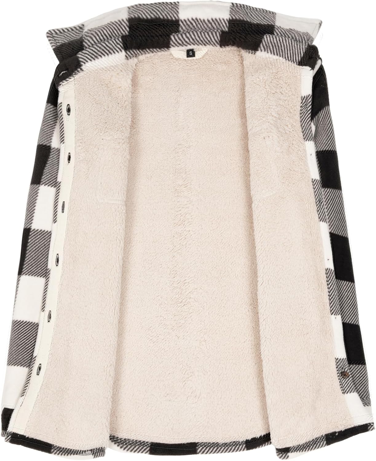 Lisskolo Women Fleece Lined Shirt Jacket with Hand Pockets, Plaid Button Down Sherpa Fleece Shacket Outerwear Flannel Jackets - Image 4
