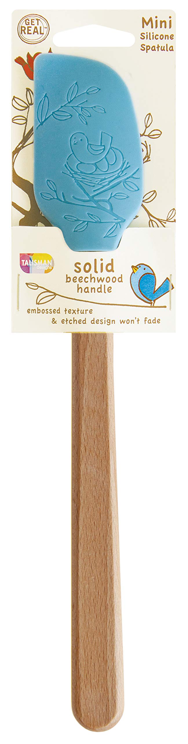 Talisman Designs Mini Silicone Laser Etched Beechwood Handle Design | Cute &, Functional Kitchen Tool |, Natural Wooden Decorative Spatula