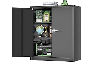 Greenvelly Metal Storage Cabinet with Lock, 36-Inch Black Lockable Cabinet