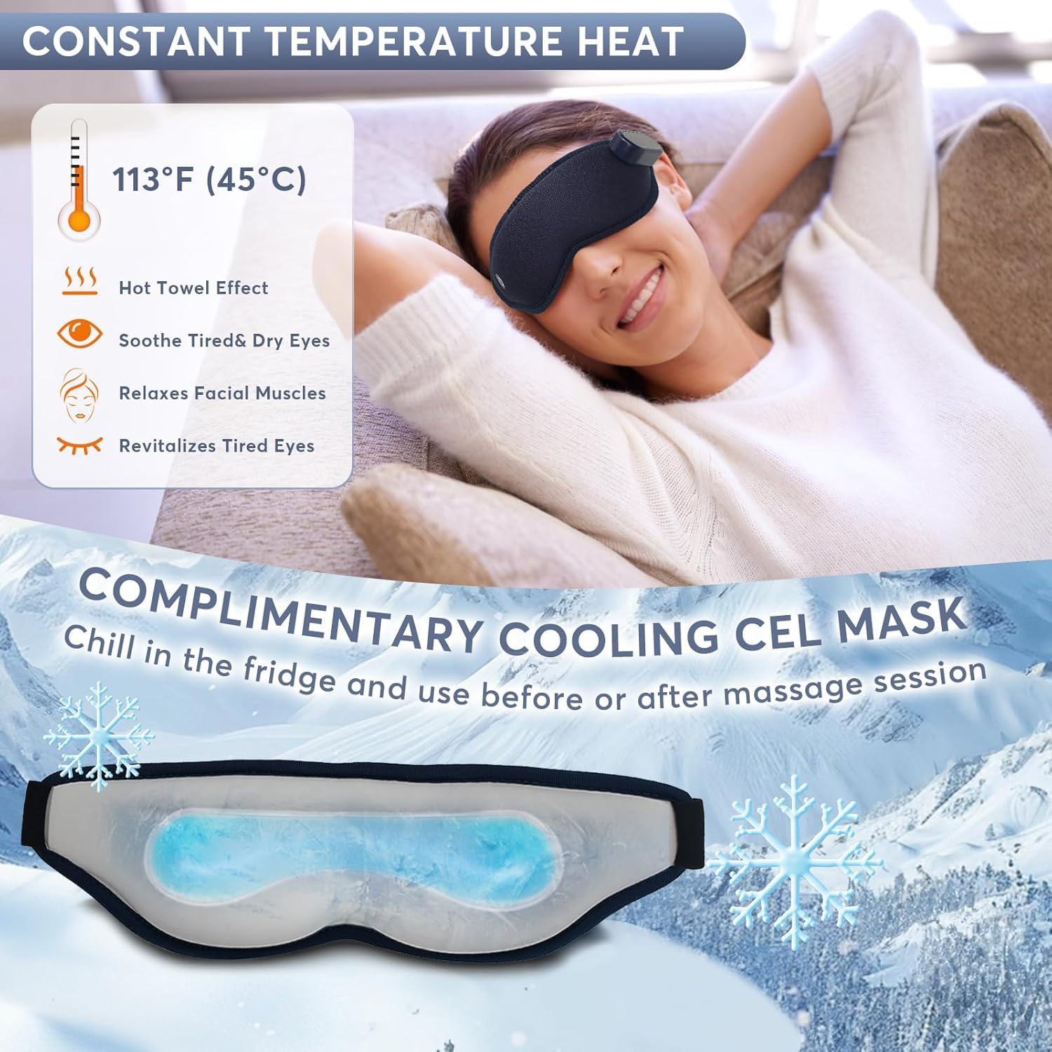 Massaggiatore per occhi con maschera in gel termico e rinfrescante, idee regalo di compleanno, maschera riscaldata per occhi secchi, riduce l'affaticamento degli occhi e migliora il sonno