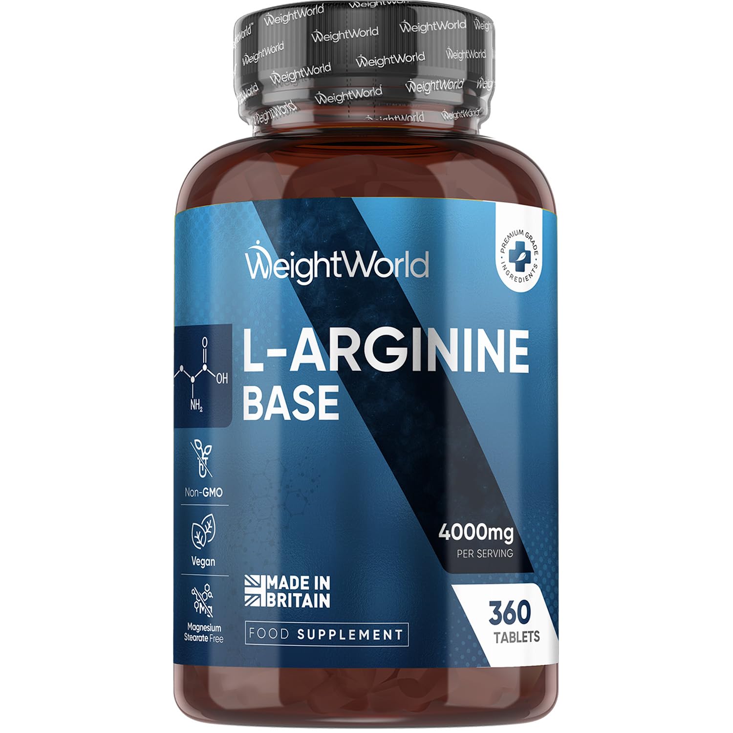 L Arginine Supplement 4000mg - 360 Tablets - 3 Months Supply - Role in Nitric Oxide Production - Vegan-Friendly & Gluten-Free Amino Acid Supplement - No Unnecessary Ingredients - Made in The UK
