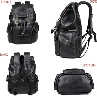 Baosha Vegan Leather 15.6 inch Laptop Backpack Hiking Camping Backpack Satchel Bookbag Travel Business Casual Backpack CN-01