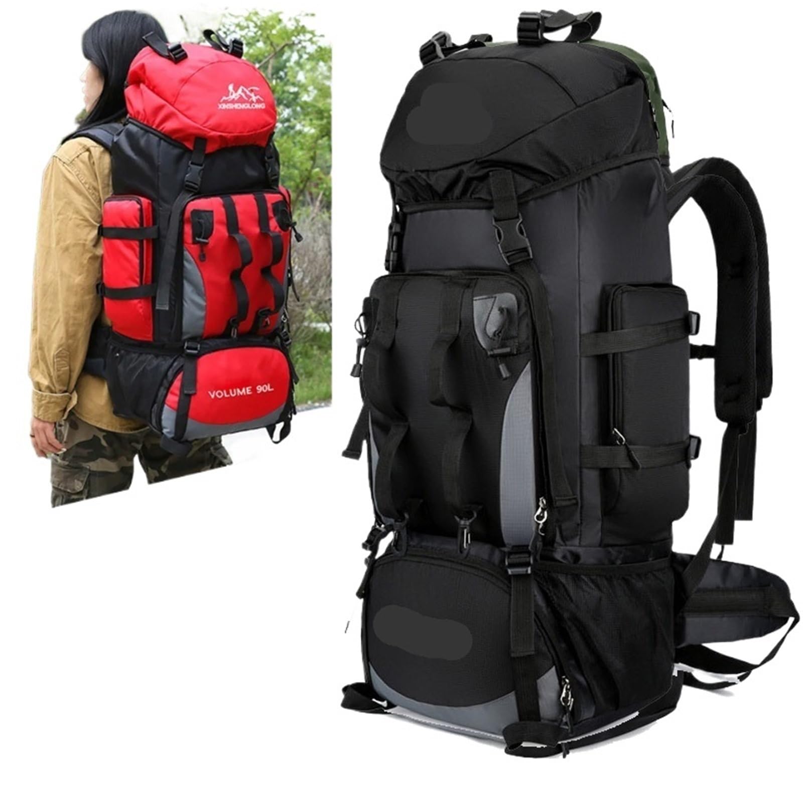 Wanderrucksack 90L Wasserdicht Wandern Camping Rucksack Trekking Tasche Große Kapazität Reise Outdoor Sport Taschen Ausrüstung Männer(Color5)