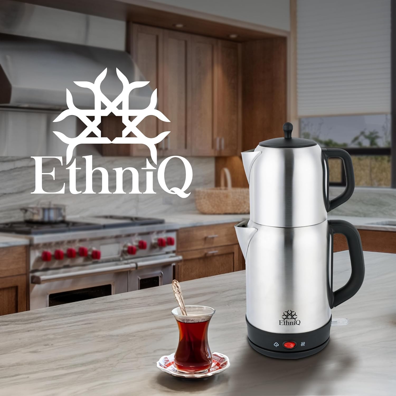 EthniQ Stainless Steel Electric Turkish Tea Maker with Infuser