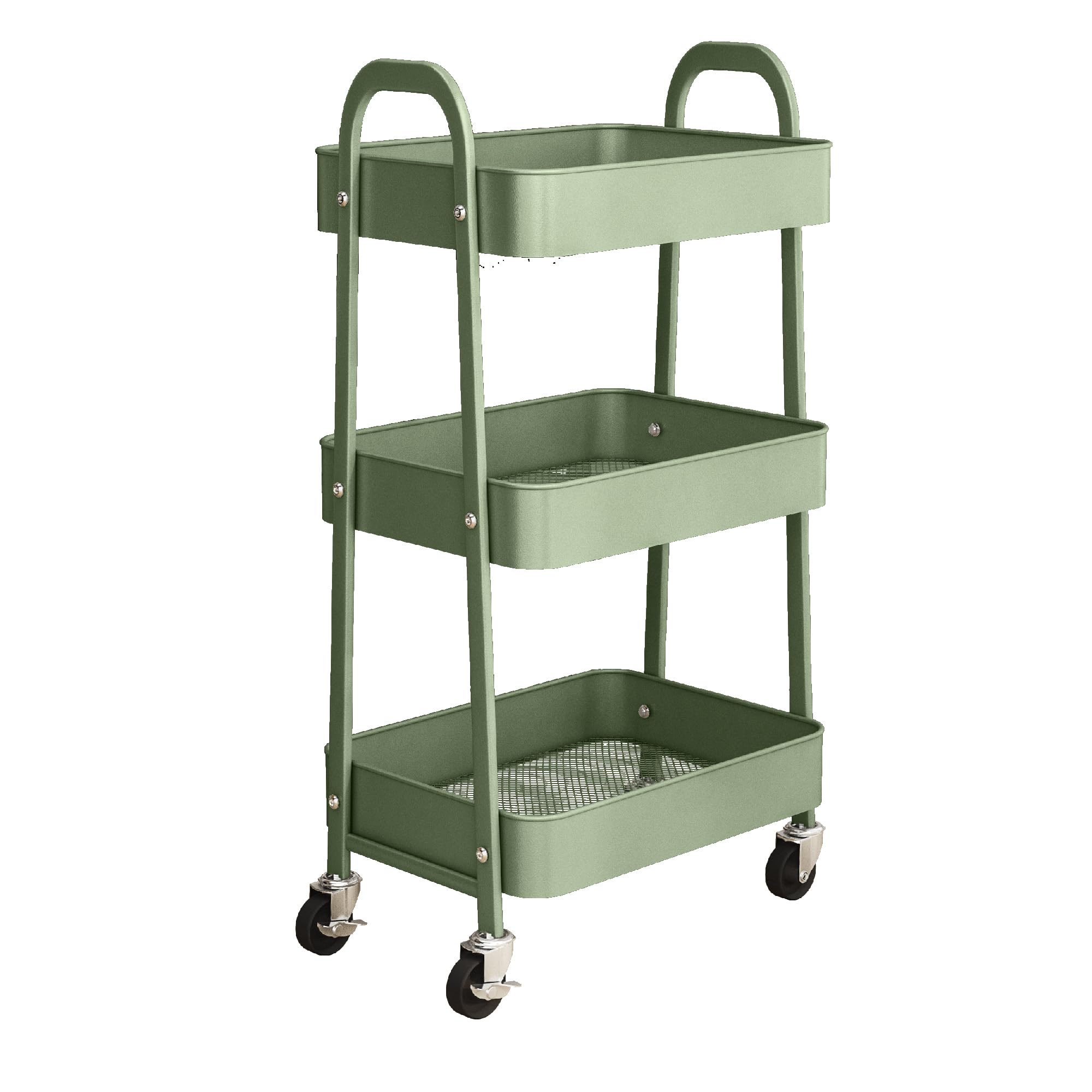 Simpa - 3 Tier Storage Tray Cart - Dark Green